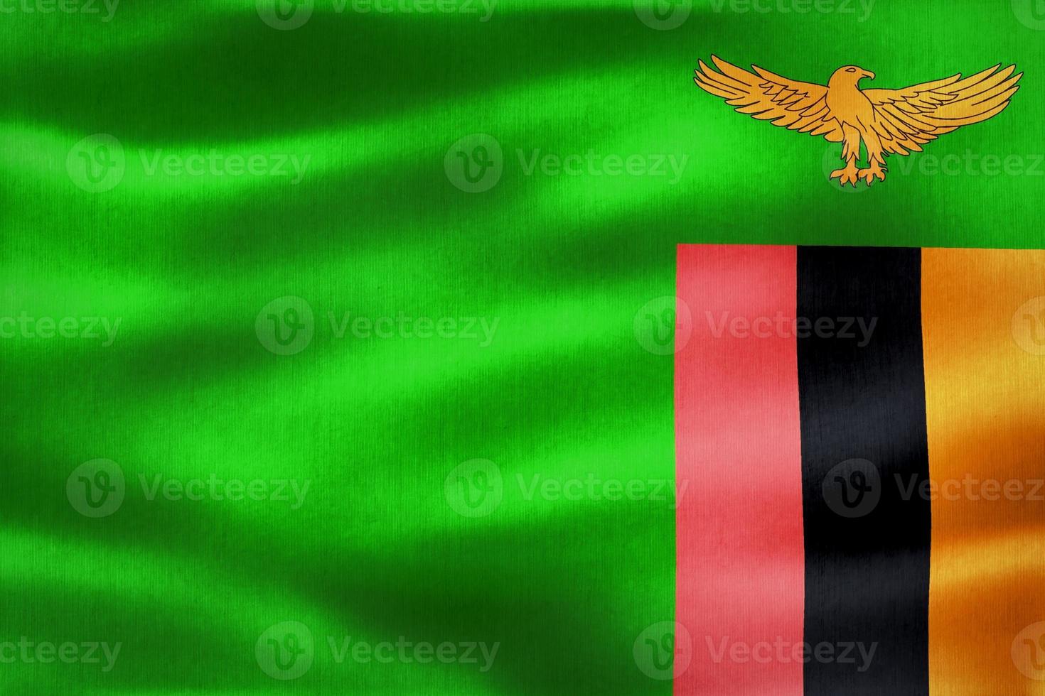 3D-illustratie van een vlag van Zambia - realistische wapperende stoffen vlag foto