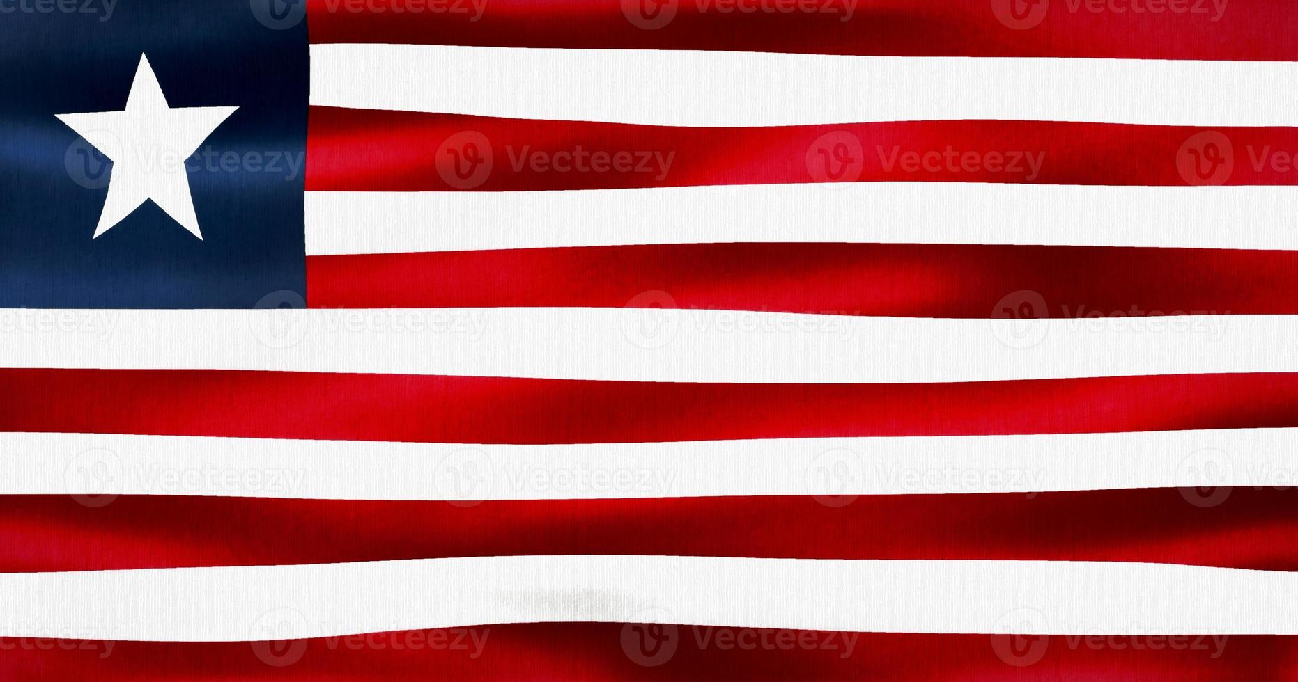 3D-illustratie van een vlag van Liberia - realistische wapperende stoffen vlag foto