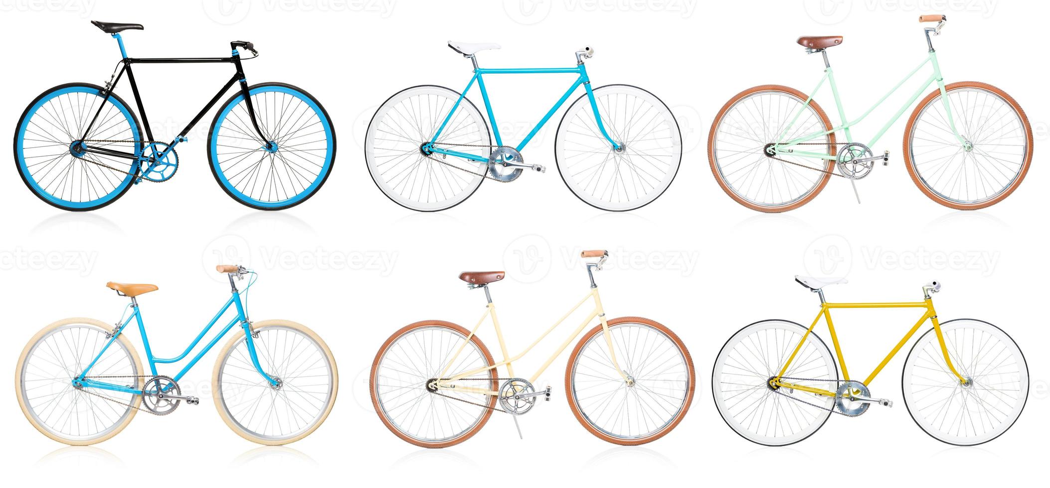 verzameling van elegant kleurrijk hipsters fiets geïsoleerd Aan wit foto