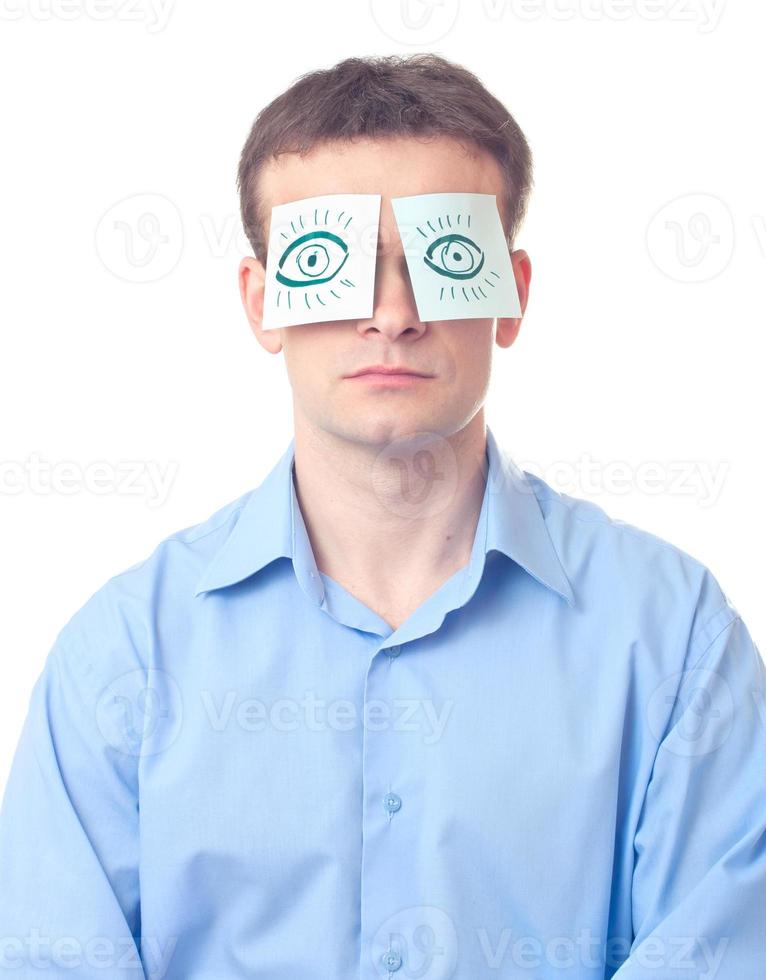 zakenman met een sticker foto