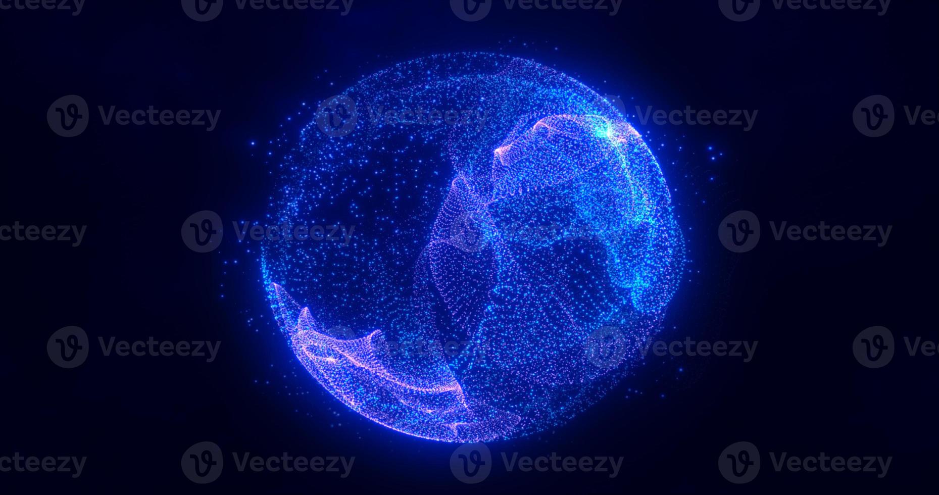 abstract ronde blauw gebied licht helder gloeiend van stralen van energie en magie golven van deeltjes en stippen, abstract achtergrond foto