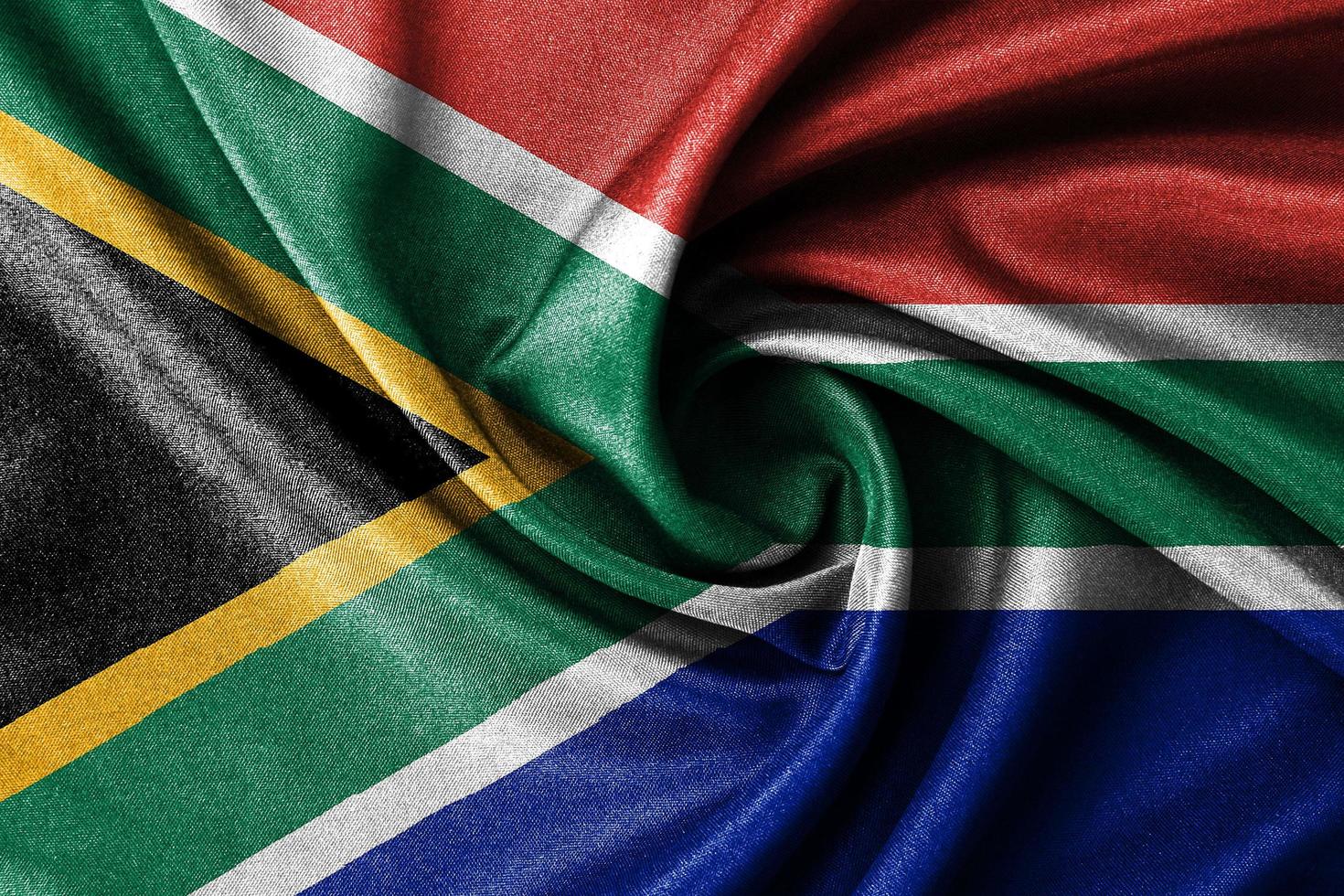 zuiden Afrika vlag Aan kleding stof katoen vlag, de gebogen Afrika vlag sjabloon ontwerp foto