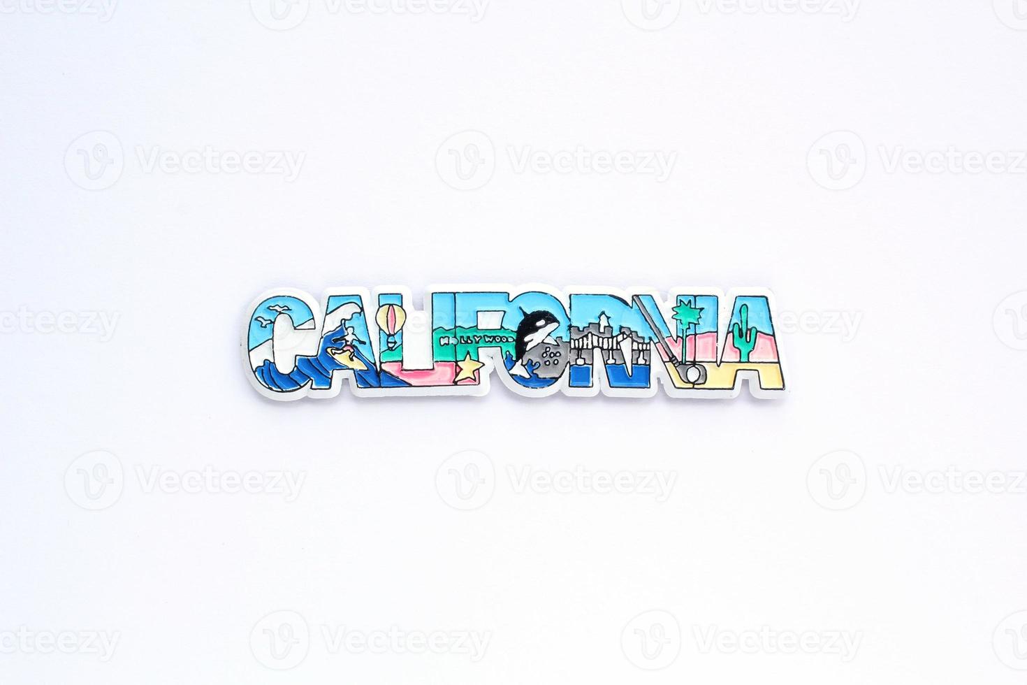 Over instelling Een deel Normaal gesproken kleurrijk pvc souvenir koelkast magneet van Californië, Verenigde Staten  van Amerika Aan wit achtergrond. reizen geheugen