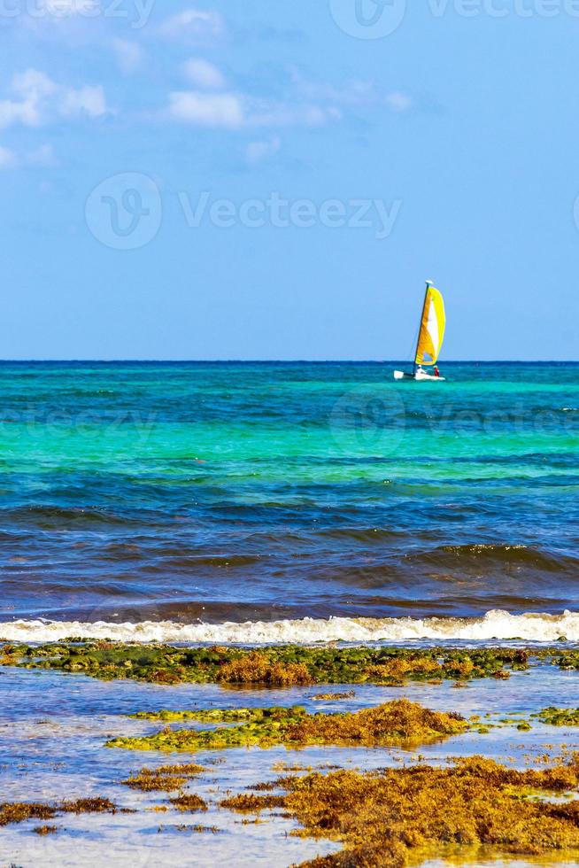 het zeilen boten jachten schip steiger playa del carmen strand Mexico. foto