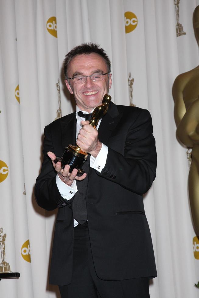 danny boyle in de 81ste academie prijzen druk op kamer Bij de kodak theater in los angeles ca in februari 22 20092009 foto