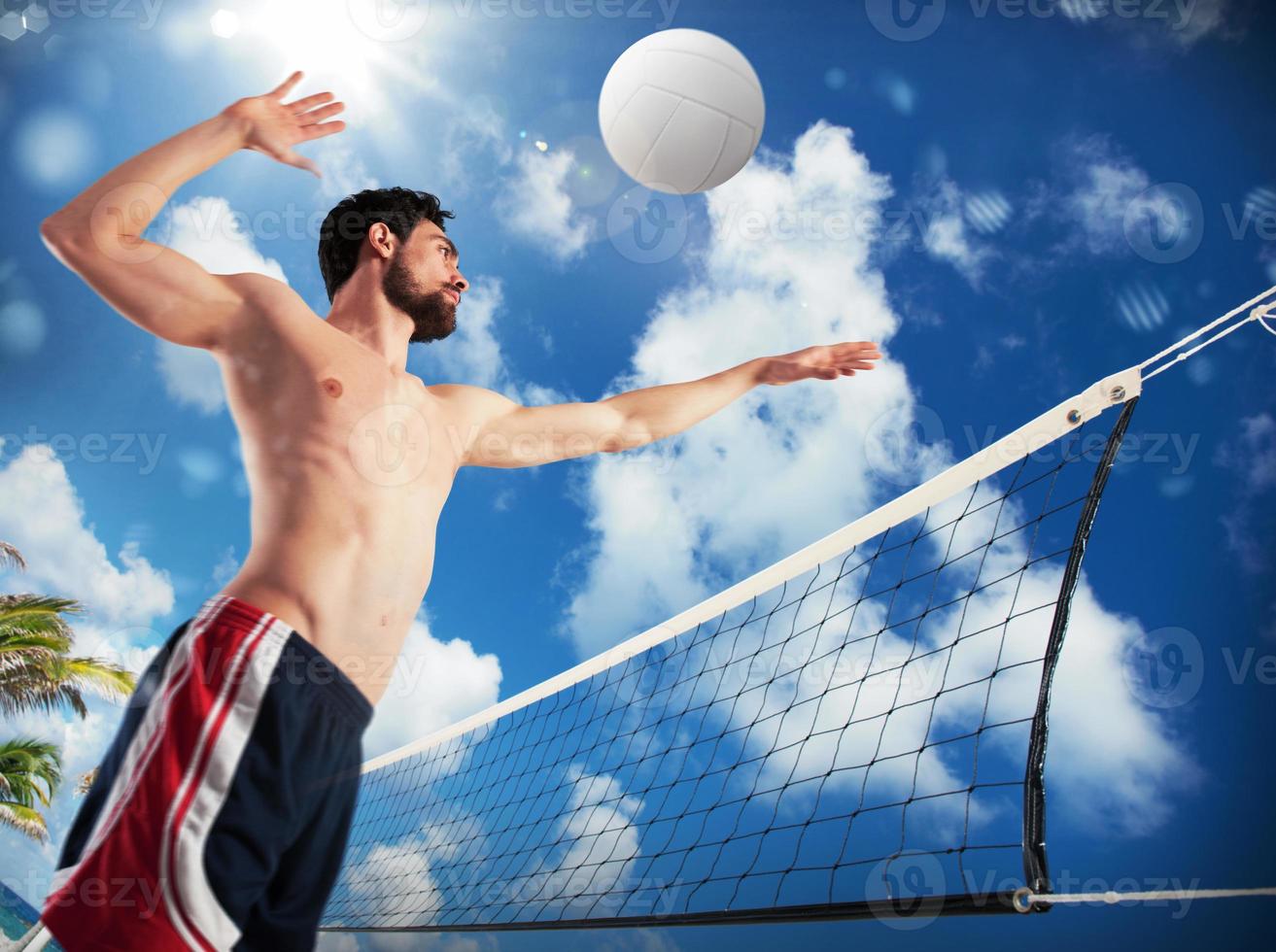 Mens spelen strand volley foto