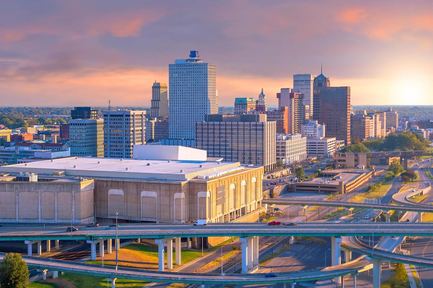 luchtfoto van het centrum van Memphis foto