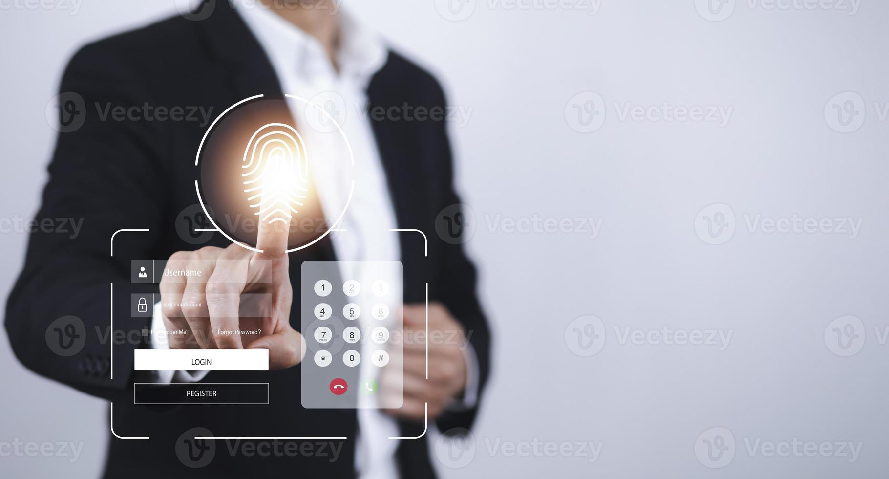 zakenman tintje diagram scannen de bescherming systeem cyber veiligheid, Log in, gebruiker, identificatie informatie veiligheid en encryptie, beveiligen toegang naar gebruiker's persoonlijk informatie, beveiligen internet toegang foto