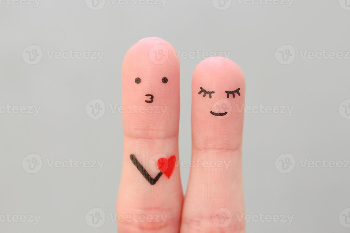 vingers kunst van gelukkig paar. concept van Mens bekennen zijn liefde naar vrouw. foto