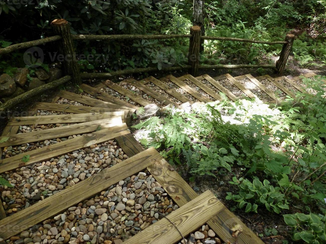 gebogen bos- spoor in de rokerig bergen foto