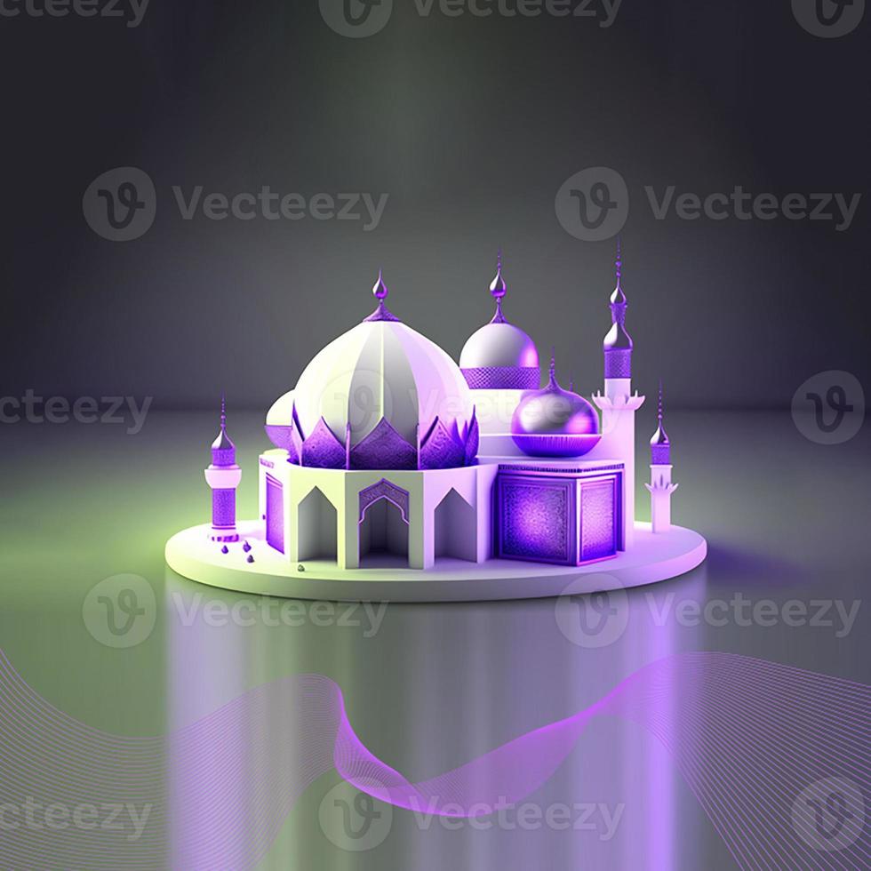 Ramadan kareem 3d moskee en lamp beeld voor sociaal media banier ontwerp foto