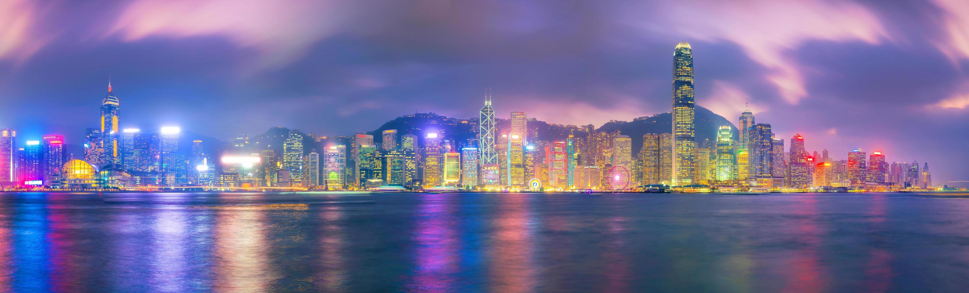 hong kong skyline van de stad in china panorama foto