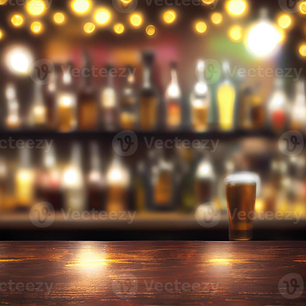 bier restaurant bar, bar tafelblad, wazig achtergrond - ai gegenereerd beeld foto