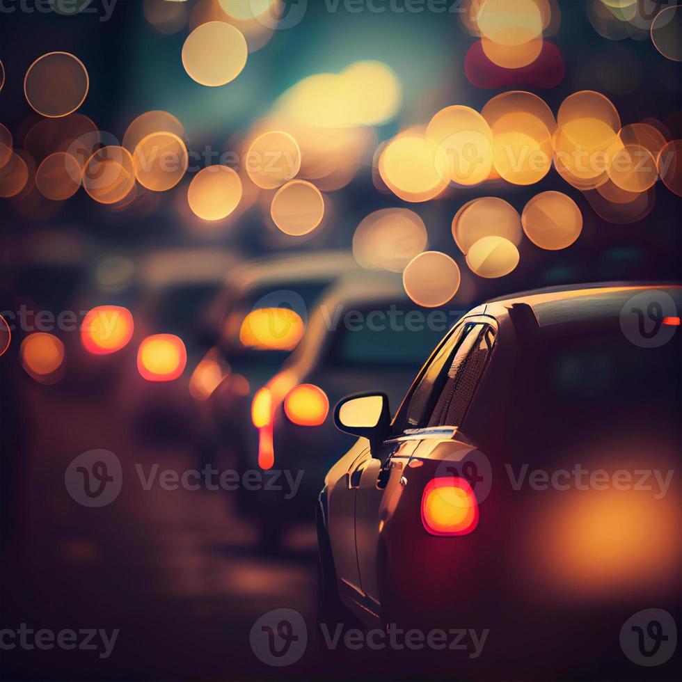 verkeer jam, wazig bokeh achtergrond - ai gegenereerd beeld foto