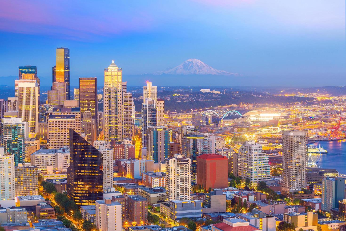 Seattle City Downtown Skyline Cityscape In De Staat Washington, Verenigde Staten foto