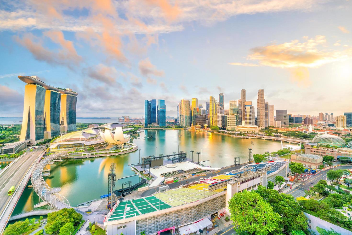 singapore skyline van de binnenstad bay area foto