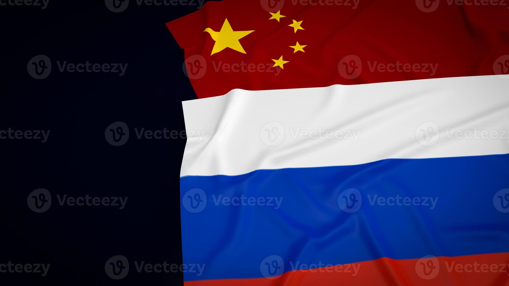 China en Rusland vlag beeld 3d renderen foto