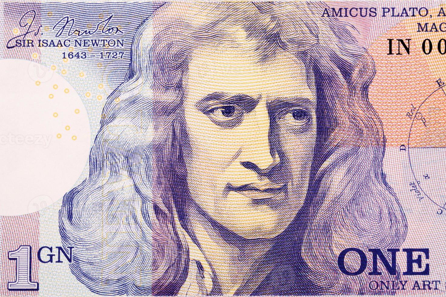 isaac Newton een portret van geld foto