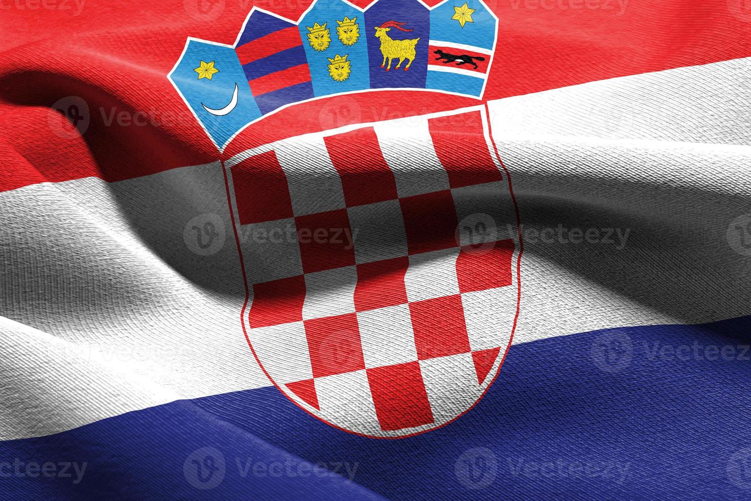 3d illustratie detailopname vlag van Kroatië foto