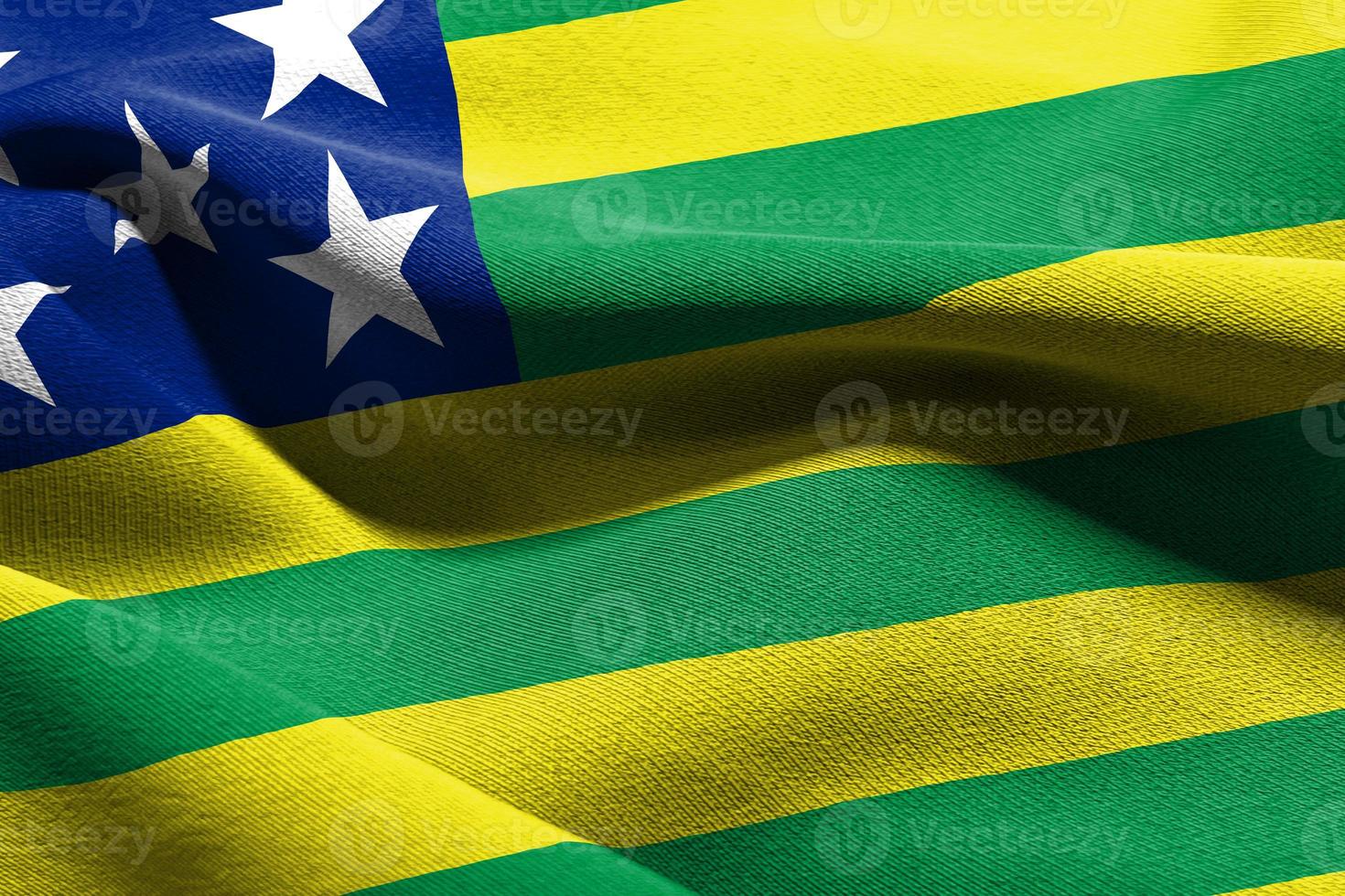 3d illustratievlag van goias is een staat van brazilië. zwaaien op deze foto