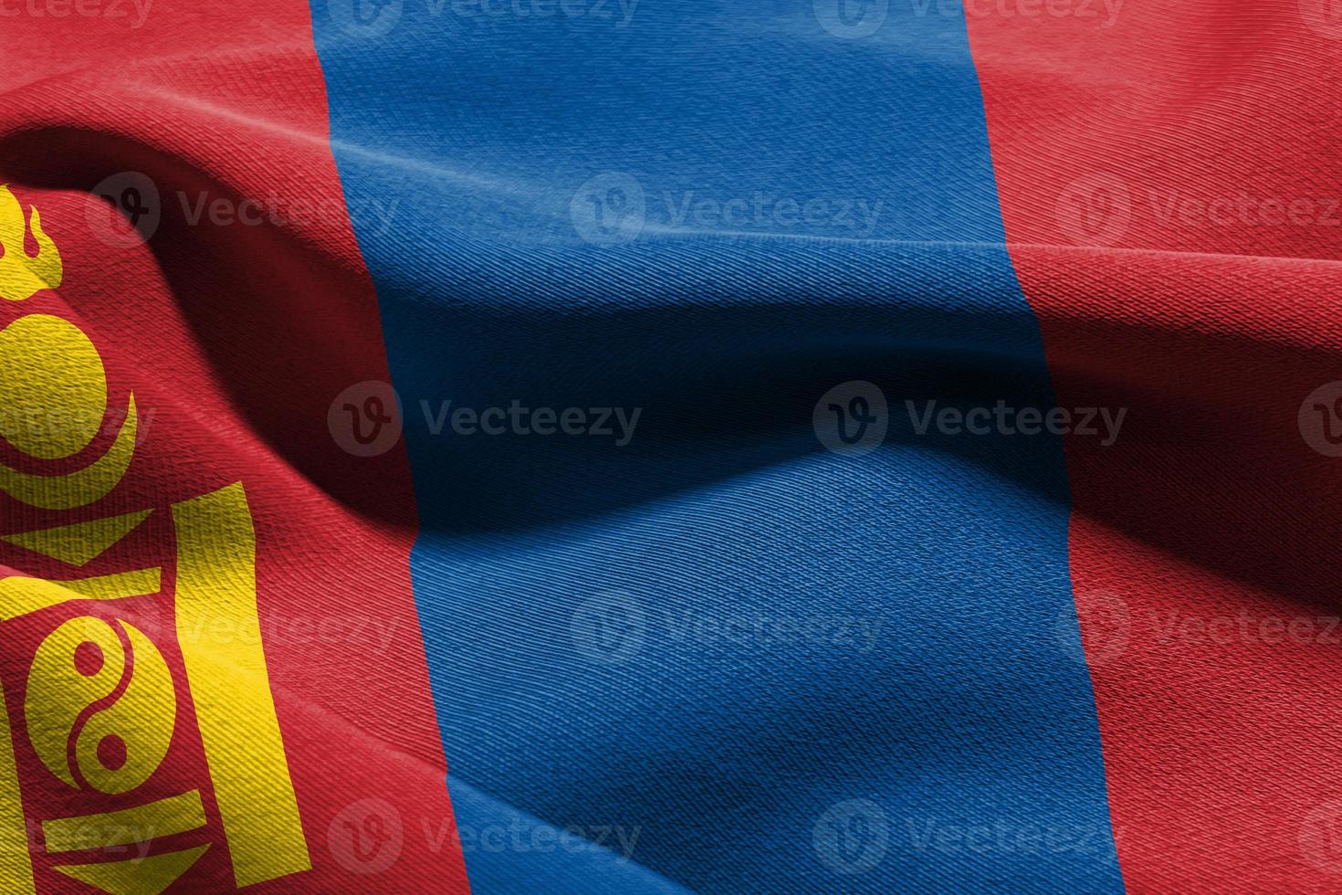 3d illustratie detailopname vlag van Mongolië foto