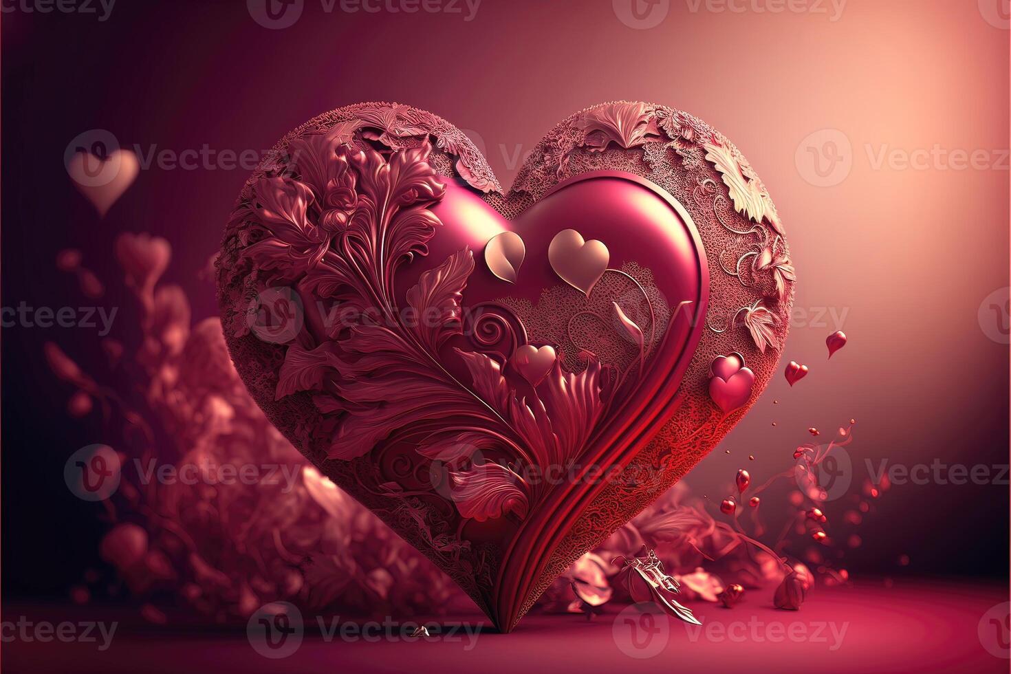 ai gegenereerd gesneden hart doos Aan rood achtergrond voor Valentijnsdag dag. foto
