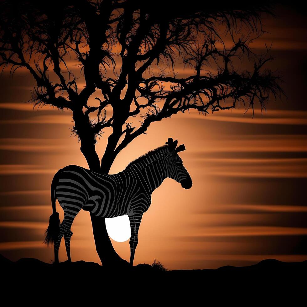 zebra silhouet ai gegenereerd foto