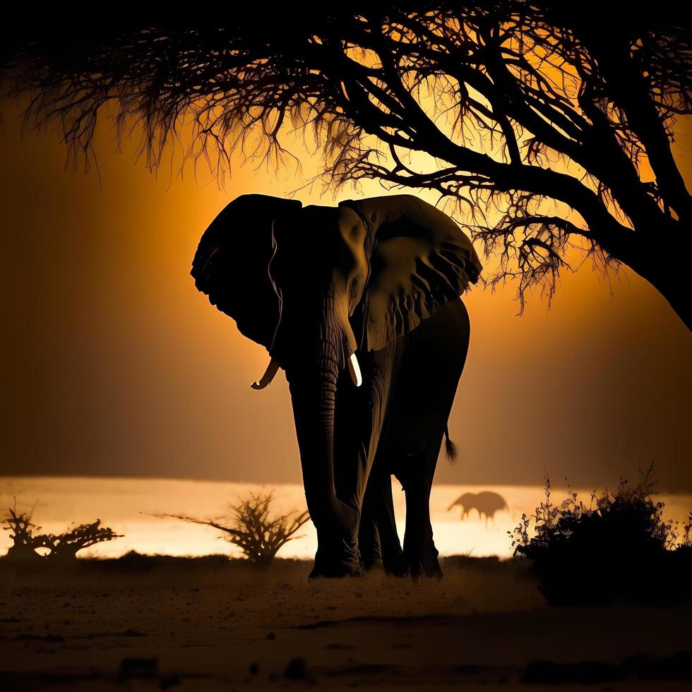 olifant silhouet ai gegenereerd foto