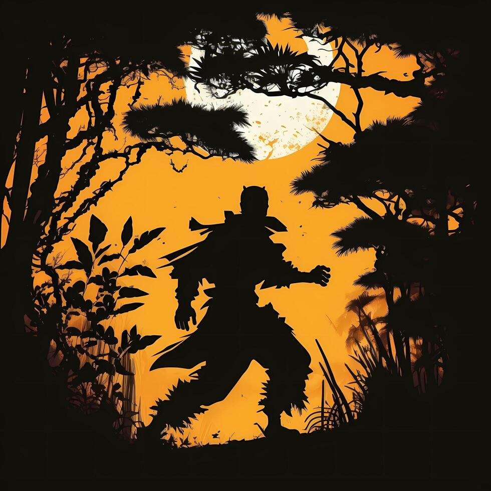 kungfu silhouet ai gegenereerd foto