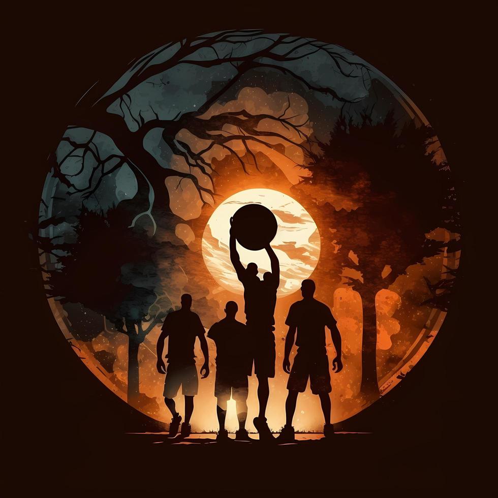 basketbal silhouet ai gegenereerd foto