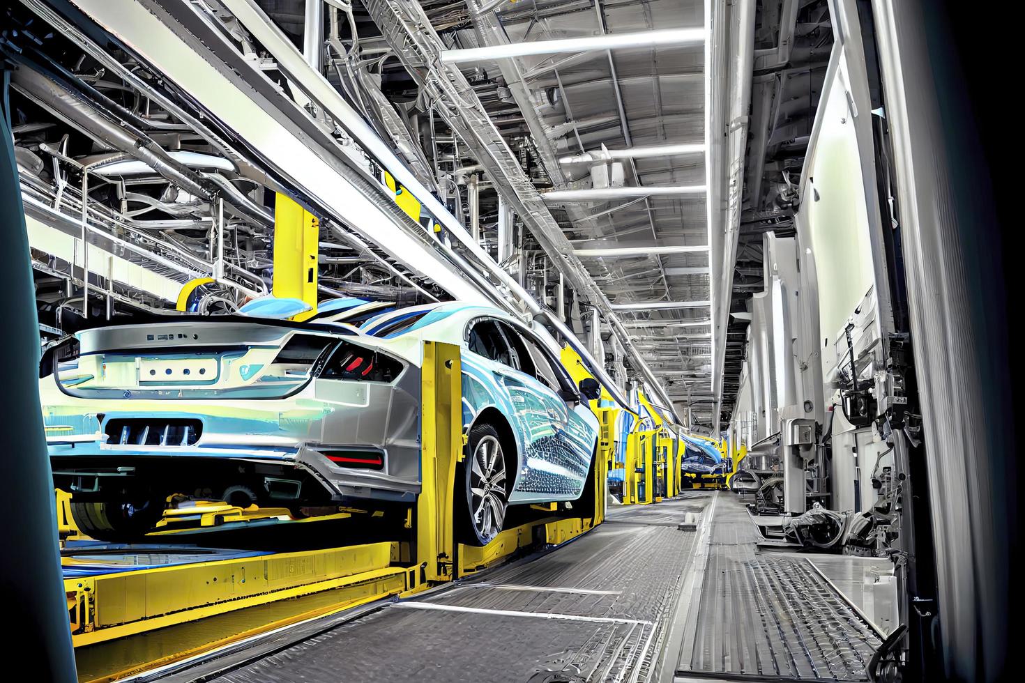 industrie lijn modern hoog tech voertuig bijeenkomst fabriek foto