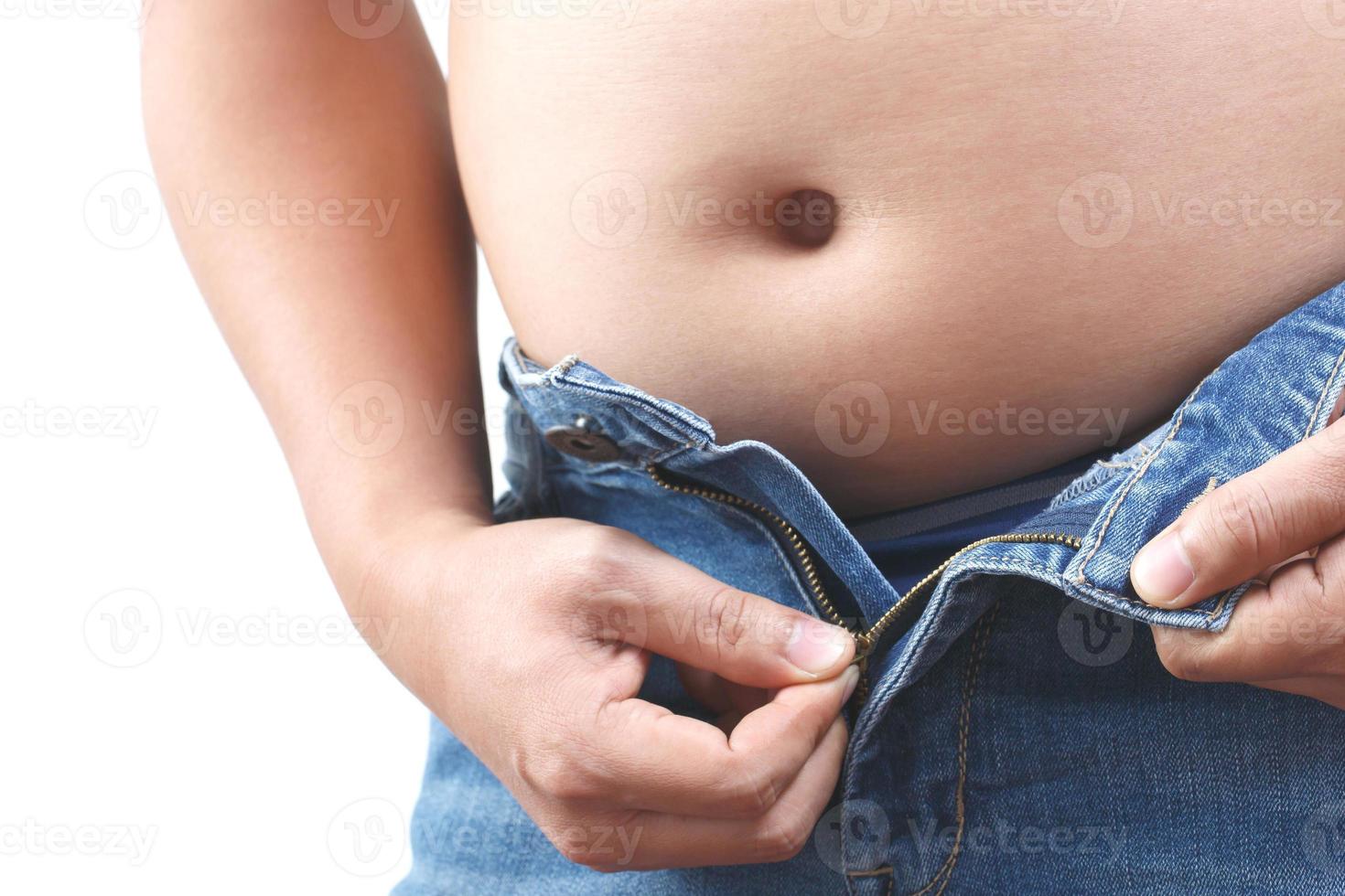 dik Mens heeft overschot dik, hij is dieet en verliezende gewicht. foto