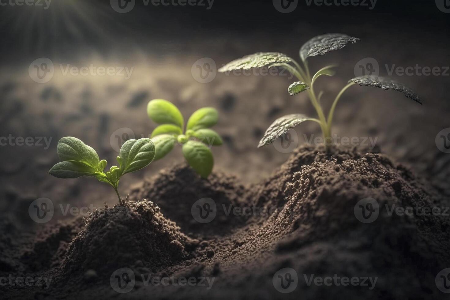 zaden groeit van de grond, gemaakt met generatief ai foto