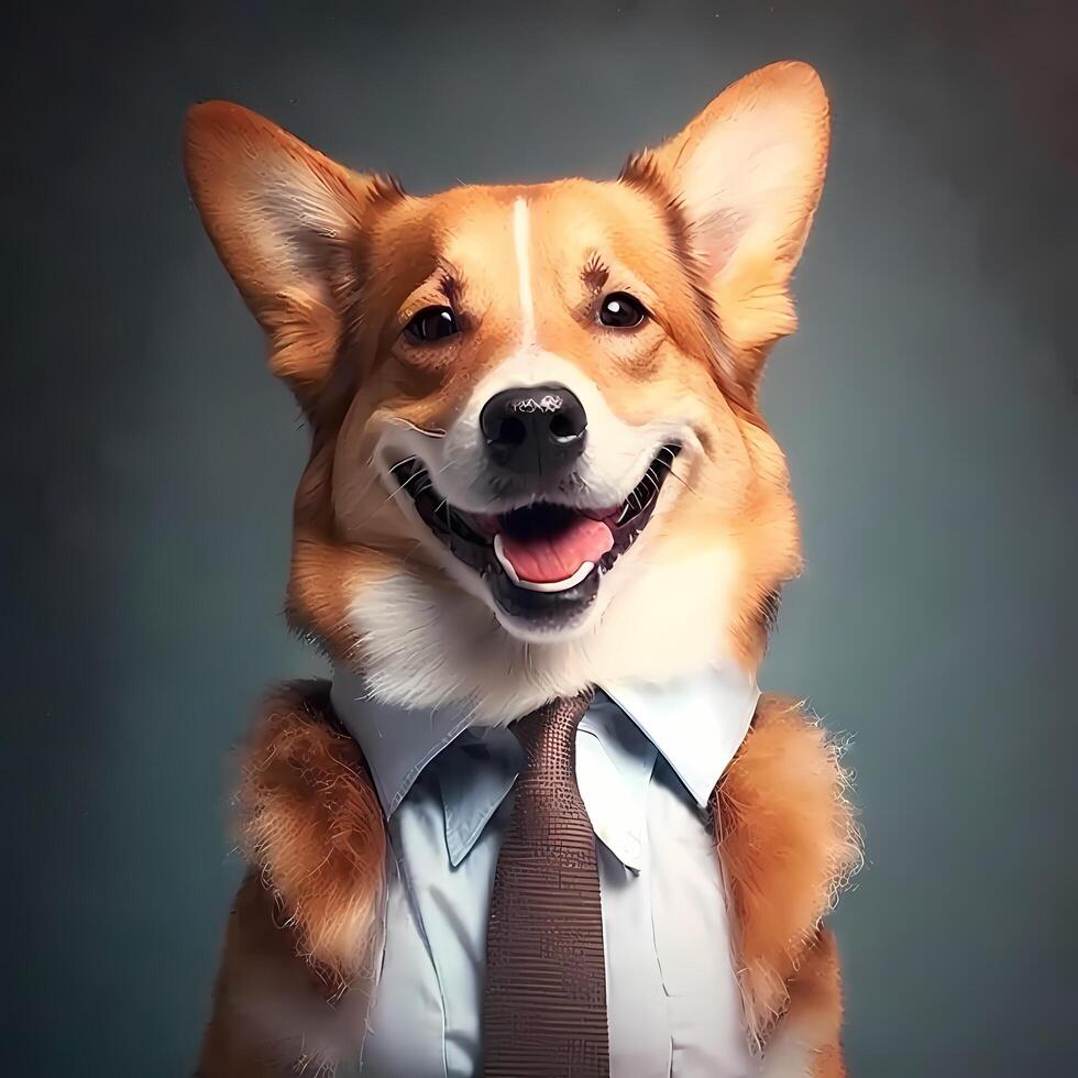 hond zakenman illustratie ai gegenereerd foto