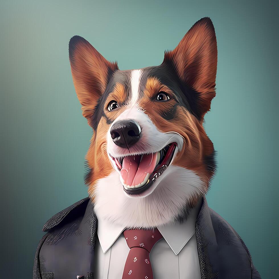 hond zakenman illustratie ai gegenereerd foto