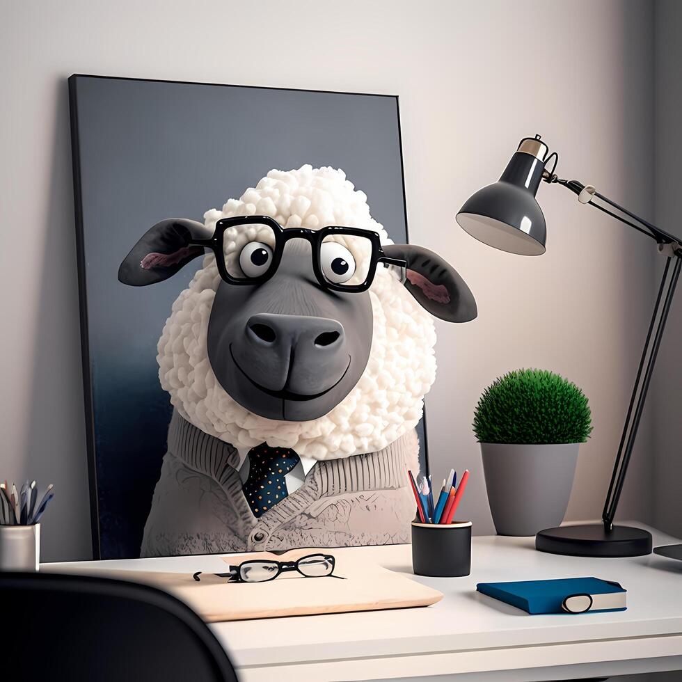 schapen zakenman illustratie ai gegenereerd foto