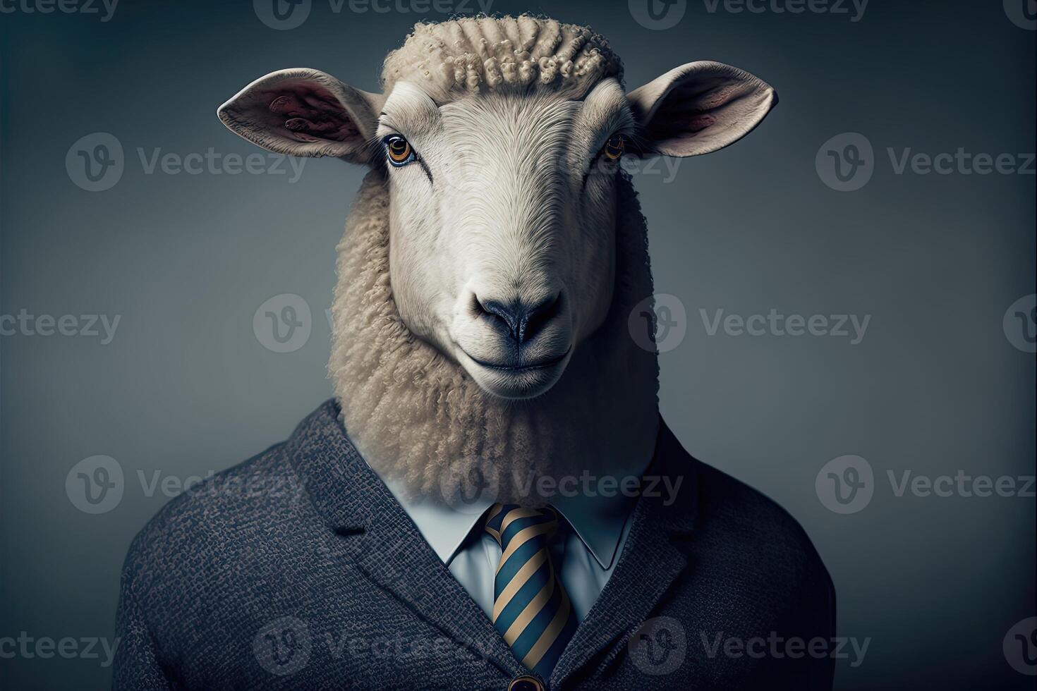 ai gegenereerd portret van schapen zakenman. dier hoofd in bedrijf pak. foto