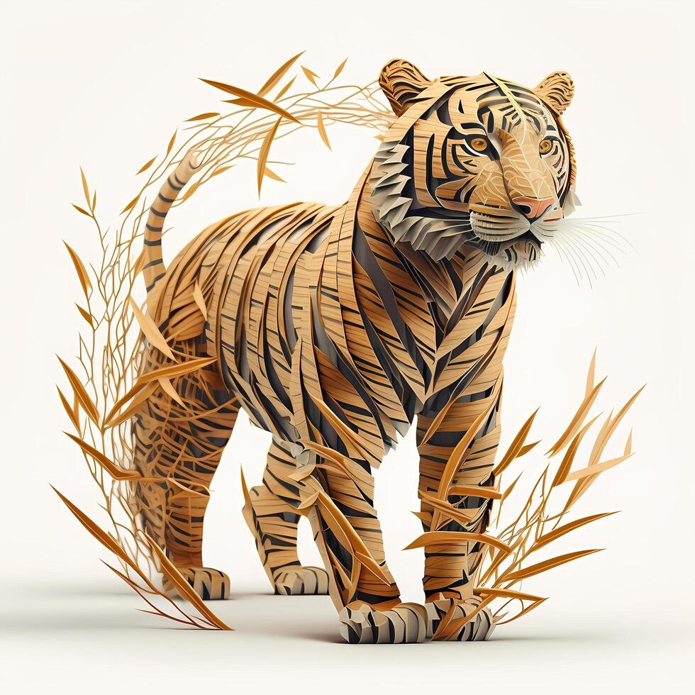 tijger dier illustratie ai gegenereerd foto
