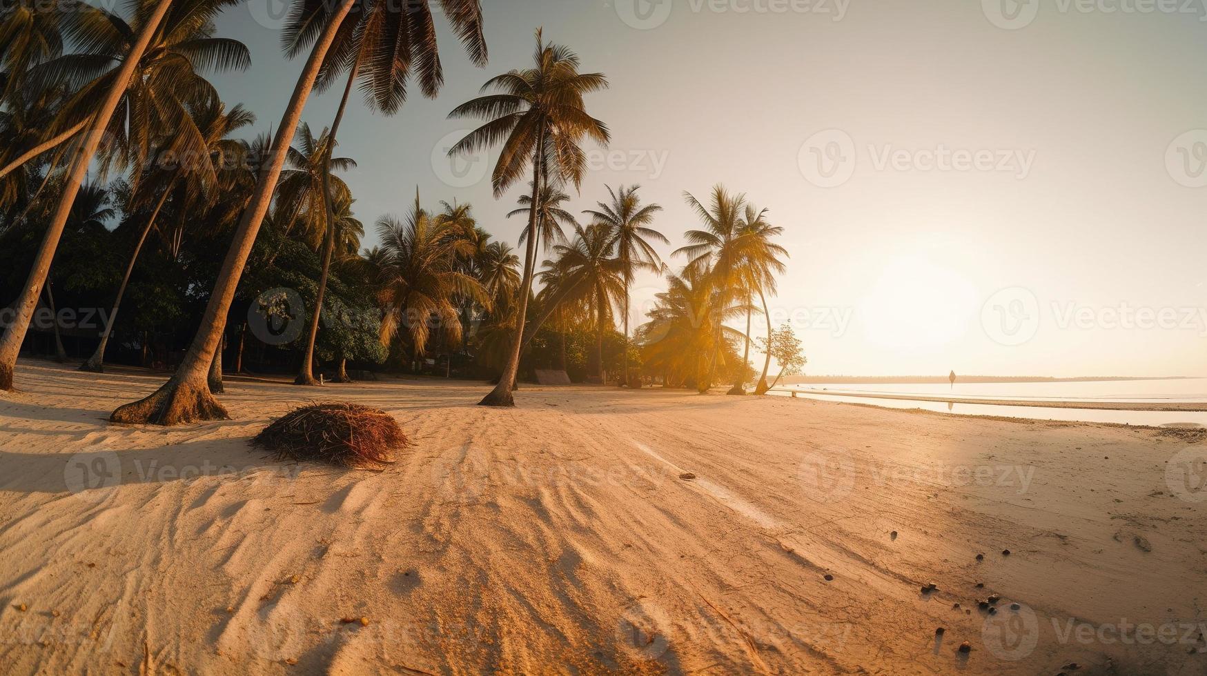 tropisch paradijs of kokosnoot palm strand of wit zand lagune foto