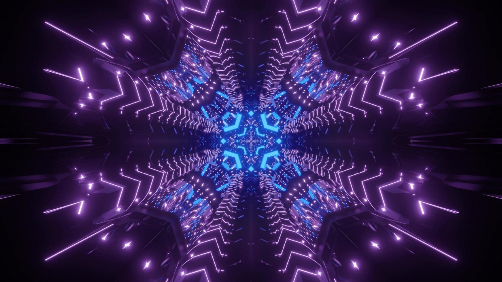 geometrisch patroon van neonverlichting 3d illustratie foto