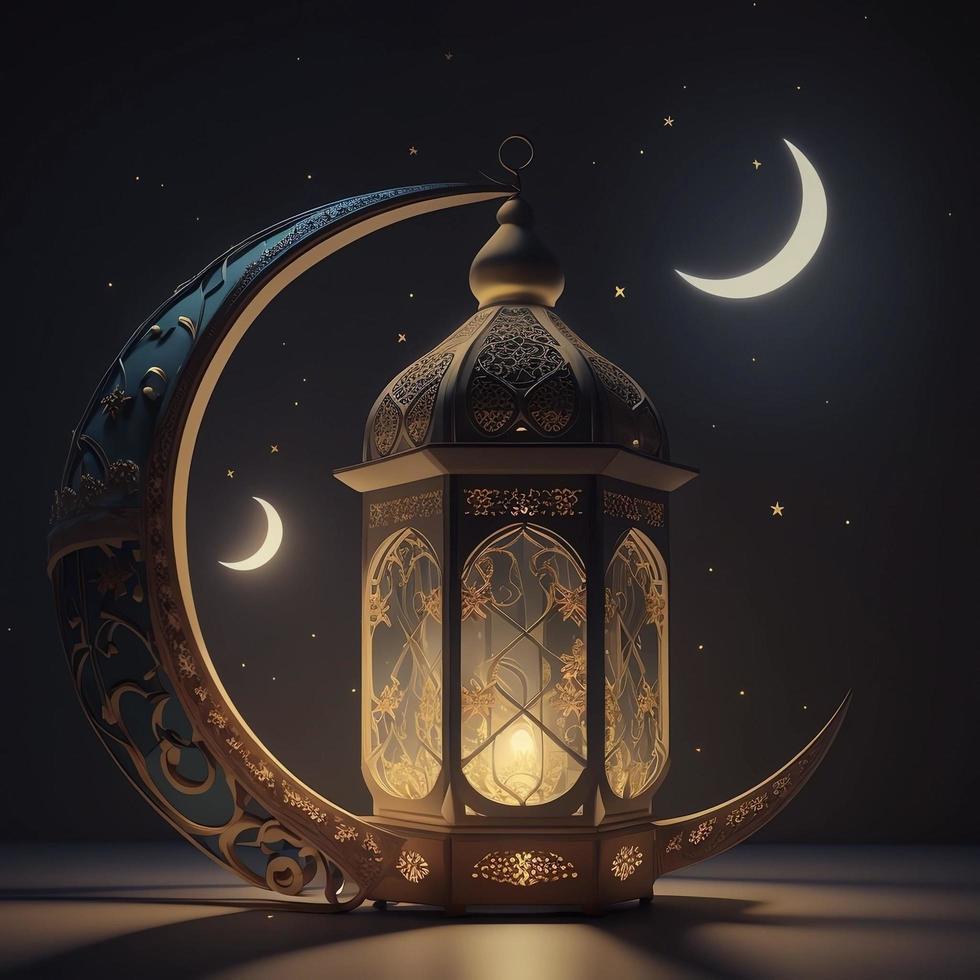 Islamitisch groeten Ramadan kareem kaart ontwerp lantaarn achtergrond illustratie foto