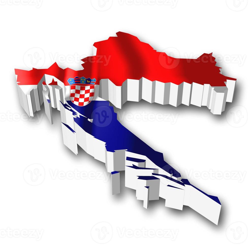 Kroatië - land vlag en grens Aan wit achtergrond foto