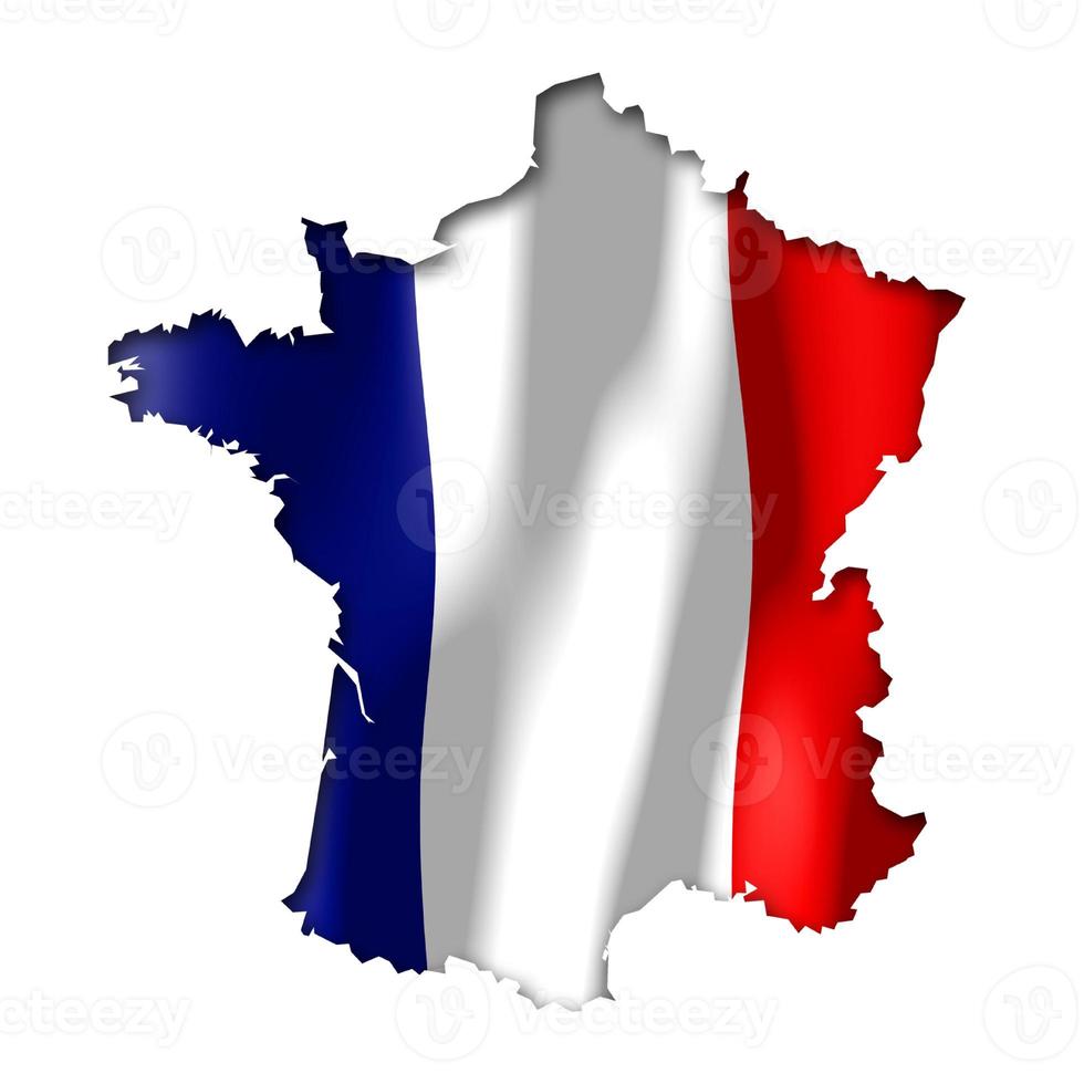 Frankrijk - land vlag en grens Aan wit achtergrond foto