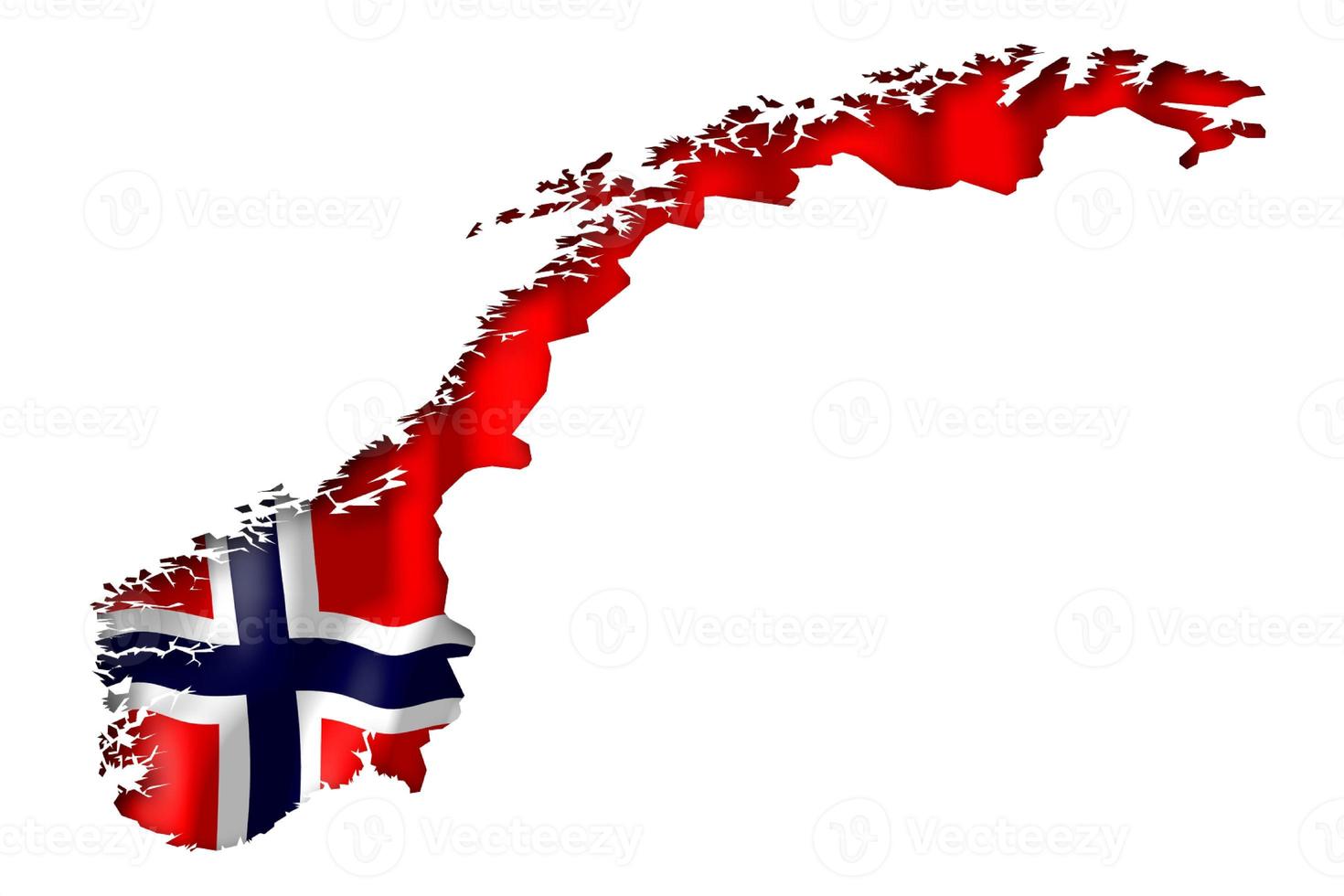 Noorwegen - land vlag en grens Aan wit achtergrond foto