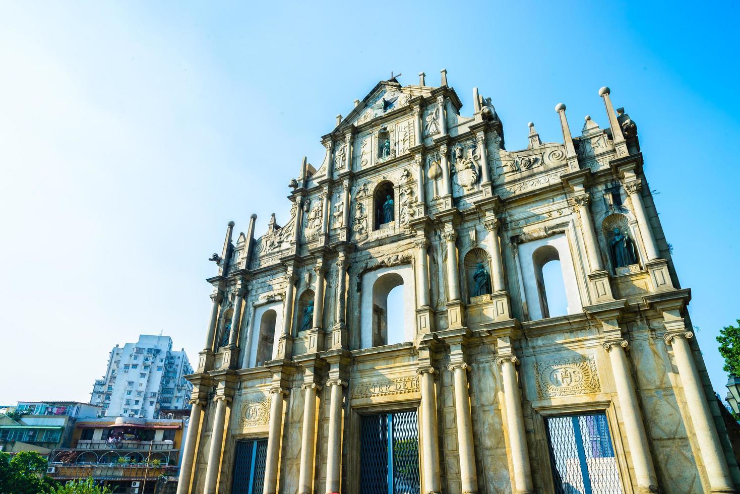 ruïnes van de st.paul-kerk in de stad van macao, china foto