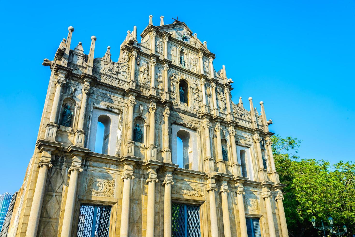 ruïnes van de st.paul-kerk in de stad van macao, china foto