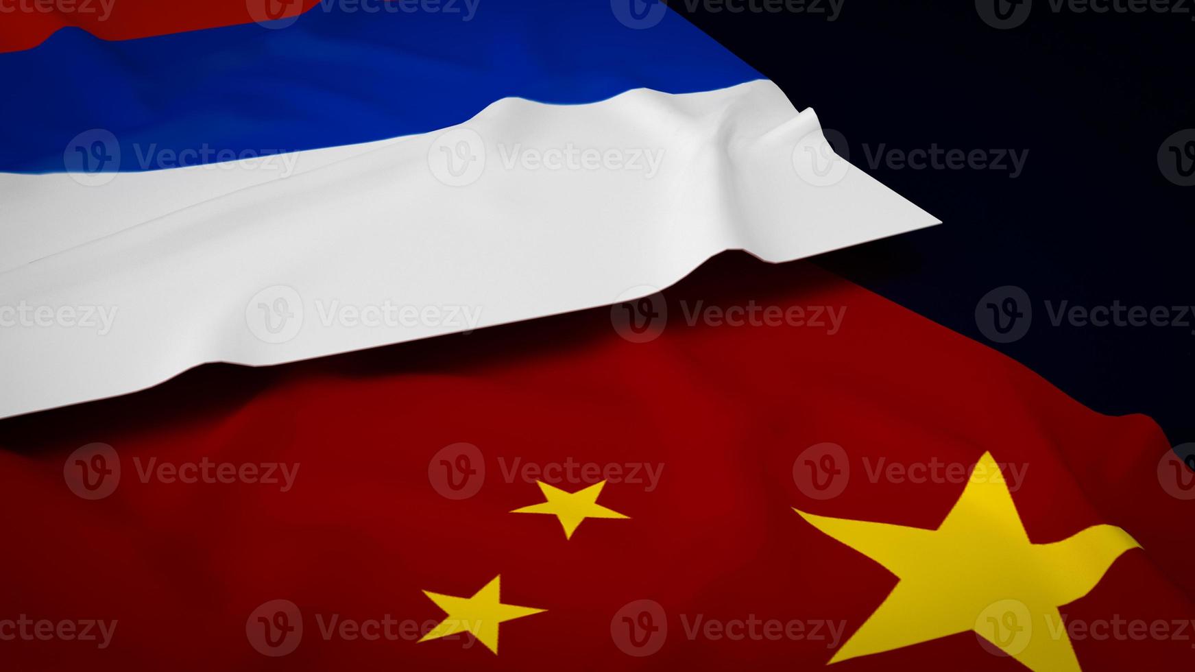 China en Rusland vlag beeld 3d renderen foto