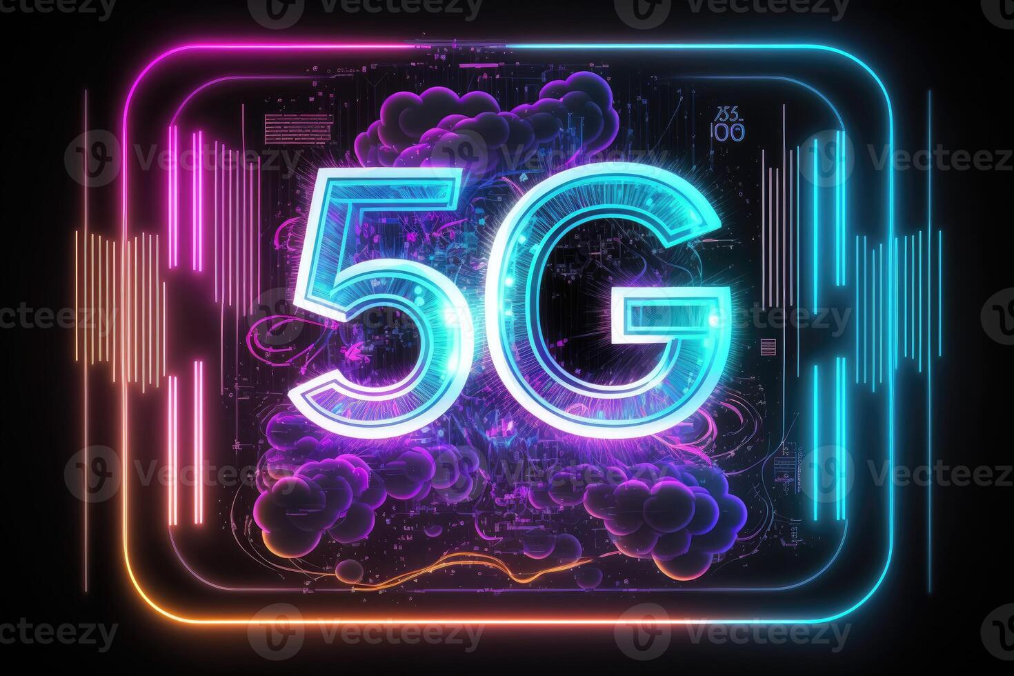 5g technologie kleurrijk achtergrond. ai gegenereerd foto