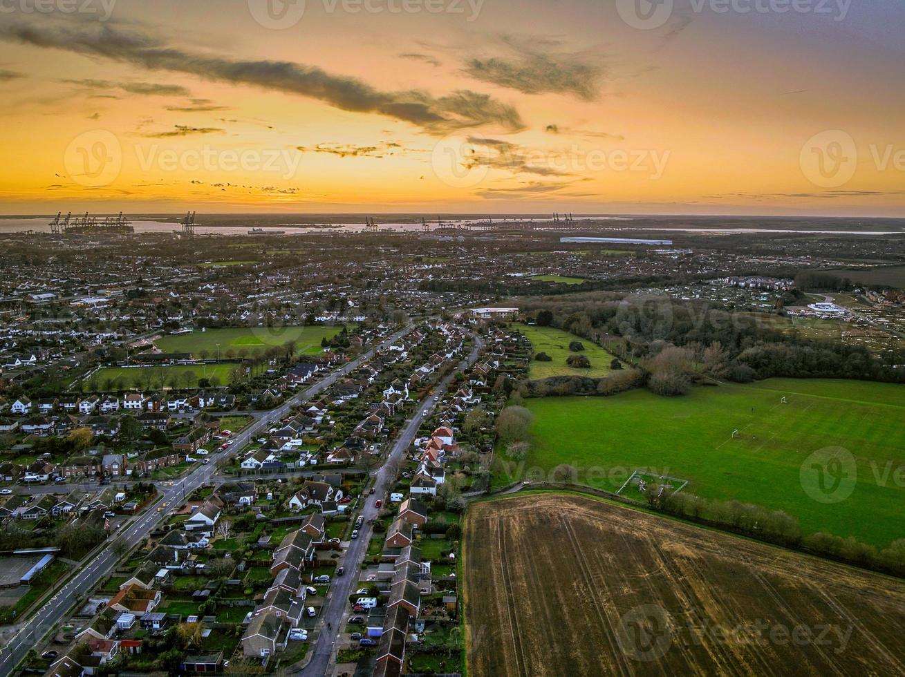 zonsondergang Bij felixstowe in suffolk foto