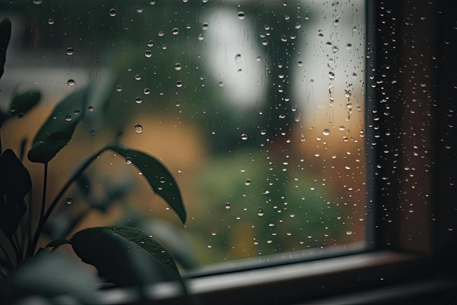 sfeervol minimaal backdrop met regen druppels Aan glas. illustratie ai generatief foto